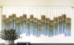 STEPS BLUE Block Blue Green Custom Wall Tapestry | Macrame Wall Hanging in Wall Hangings by Wallflowers Hanging Art. Item composed of oak wood and wool in boho or mid century modern style