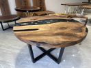 Round Walnut Table - Round Epoxy Dining Table | Tables by Tinella Collection. Item composed of wood & metal compatible with contemporary and country & farmhouse style