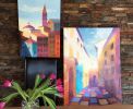 Stroll through the colorful streets | Oil And Acrylic Painting in Paintings by OXYPOINT. Item made of wood with canvas works with contemporary & modern style