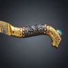 Yengisar S-Curve Inlaid Brass Art Decor Display Art | Ornament in Decorative Objects by Dynasty Artisan. Item made of metal with leather works with contemporary & eclectic & maximalism style