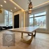 Cashmere White Brass Halo Table | Dining Table in Tables by YJ Interiors. Item composed of oak wood and brass in contemporary or eclectic & maximalism style
