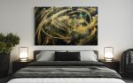 Gold and Black Accent Wall Art | Mixed Media by NAMYOONSOOART. Item made of canvas with synthetic