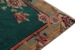 1960s Vintage Distressed Rug in Green Open Field with Red | Area Rug in Rugs by Rug and Kilim