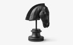Horse Head Bust Made with Compressed Marble Powder in Black | Sculptures by LAGU. Item composed of marble