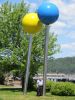 LA CROISÉE DES CHEMINS | Public Sculptures by COOKE-SASSEVILLE | Pavillon des croisières in Saguenay. Item composed of steel and synthetic
