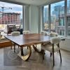 Square Live Edge Walnut Brass Halo Table | Dining Table in Tables by YJ Interiors. Item made of walnut with brass works with mid century modern & contemporary style