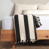 Black & Cream Striped Throw Blanket & Bed Spread | Linens & Bedding by Lumina Design. Item composed of cotton in mid century modern or contemporary style