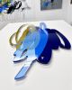 Triple Scribble Blue/Gold Wall Sculpture | Wall Hangings by Ryan Coleman. Item composed of synthetic compatible with minimalism and contemporary style