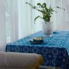 Crystal - Block Printed Indigo Tablecloth | Linens & Bedding by ichcha. Item composed of cotton