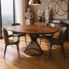 ORA Dining Table – Solid Wood Top with Central Steel Base | Tables by GREYGE. Item composed of walnut and steel in contemporary or modern style