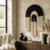 Black & Cream Macrame Wall Hanging, Modern Boho Fiber Art | Wall Sculpture in Wall Hangings by Sarmal Design. Item made of cotton & fiber compatible with boho and minimalism style