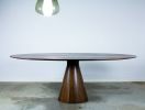 Walnut Oval dining table with conical base | Tables by LIRIO Design House. Item composed of oak wood in minimalism or mid century modern style