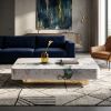 Celestial River White Marble and Blue Stone Coffee Table | Tables by Dynasty Artisan. Item composed of steel and marble in minimalism or contemporary style