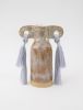 Handmade Ceramic Vase #606 in Grey Glaze with Tencel Fringe | Vases & Vessels by Karen Gayle Tinney. Item made of cotton with ceramic