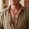 Medicine Buddha Thangka Gold Pendant Vitality Amulet Pedant | Ornament in Decorative Objects by Dynasty Artisan. Item composed of metal compatible with contemporary and eclectic & maximalism style