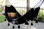 Black Crochet Fringe Hammock DANIELLA | Chairs by Limbo Imports Hammocks. Item made of wood & cotton compatible with boho style