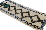 1950s Azilal Moroccan rug in White with Blue-Black Patterns | Area Rug in Rugs by Rug and Kilim