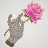 Karana Mudra Hand Gesture Wall Hanging | Embroidery in Wall Hangings by MagicSimSim. Item made of fabric works with art deco & asian style
