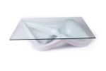 Amorph Net Coffee Table, Lacquered White | Tables by Amorph. Item made of wood & glass
