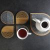 Wood and gray felt coasters "Disco". Set of 4 | Tableware by DecoMundo Home. Item composed of wood and synthetic in minimalism or country & farmhouse style