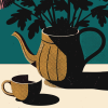 Chrysanthemums and Teapot | Prints in Paintings by Paul Manwaring Fine Art Prints. Item composed of paper compatible with contemporary and modern style