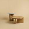 Round Side Table in marble and Oak - SHERMAN by Lebanto | Tables by Lebanto. Item composed of oak wood and marble in minimalism or contemporary style