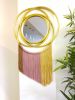Round Mirror With Gold Edge and Macrame | Macrame Wall Hanging in Wall Hangings by Magdyss Boutique. Item composed of fiber