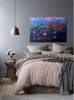 Pink water lilies in the twilight | Oil And Acrylic Painting in Paintings by Elena Parau. Item composed of canvas and synthetic in contemporary or industrial style