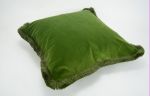 Green velvet fringe pillow cushion cover | Pillows by velvet + linen. Item composed of cotton