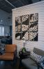 Wall Sculpture Mounded on Wooden Boards, B&W | Wall Hangings by SevaCeramics | Laguna Design Center in Laguna Niguel. Item composed of wood and ceramic