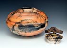 stonerware horsehair raku fired urn vessel HH316 | Vase in Vases & Vessels by Ron Mello Studio Art