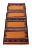 Vintage Afghan Kilim in Gold with Stripes & Geometric | Area Rug in Rugs by Rug and Kilim. Item made of wool