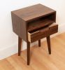 Mid Century Modern Skewed Leg Side/Night Table | Nightstand in Storage by Simon Metz Woodworking. Item made of walnut compatible with mid century modern and contemporary style