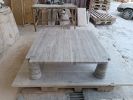 Coffee Table Modern Square Eros Silver Travertine , Handmade | Tables by Babil Stone. Item made of marble compatible with art deco and modern style