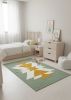 Royal Sage Green & Mustard Handmade Rug | Runner Rug in Rugs by Mumo Toronto. Item made of cotton