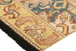 Rug & Kilim’s Dragon Rug in Gold and Blue with Geometric | Area Rug in Rugs by Rug and Kilim