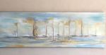 Abstract boats | Oil And Acrylic Painting in Paintings by KARDIMAGO. Item made of canvas & synthetic