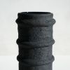 Medium Striped Cylinder Vase in Textured Black Concrete | Vases & Vessels by Carolyn Powers Designs. Item made of concrete & glass compatible with minimalism and contemporary style