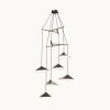 Emily V6 Pendant Light – Gold Semi-Matte | Chandeliers by MOSS Objects. Item made of oak wood with steel works with contemporary & modern style