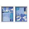 Framed Abstract Giclee Print Set (2) in Blues | Prints in Paintings by Suzanne Nicoll Studio. Item composed of birch wood and paper in boho or contemporary style