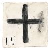 Taos; Set of 2 Black Cross Paintings on Handmade Paper, 7x7 | Mixed Media by Michele Spurza. Item composed of paper in contemporary or industrial style
