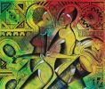 Drum Players | Oil And Acrylic Painting in Paintings by Mwenye painter. Item made of canvas with synthetic