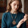 Zodiac Horse Mahasthamaprapta Thangka Art Pendant Art | Ornament in Decorative Objects by Dynasty Artisan. Item composed of metal compatible with contemporary and eclectic & maximalism style