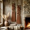 Handmade Fiber Wall Sculpture with Sculptural Tassels | Sculptures by Sarmal Design. Item made of cotton with metal works with boho & country & farmhouse style