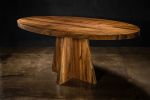 Oval Thick Solid Wood Pedestal Dining Table by Costantini | Tables by Costantini Designñ. Item made of wood works with contemporary & modern style