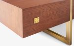 Famed Dark Oak Veneer and Brass Coffee Table with Drawers | Tables by LAGU. Item made of oak wood with brass works with minimalism & contemporary style