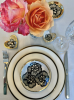 Handmade Floral Ceramic Plate with 22K Gold Accents | Ceramic Plates by Hsieh Clay SF. Item composed of ceramic