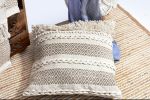 Emily boho Artisanal Handloom Cushion_ woven textured cotton | Pillows by Humanity Centred Designs. Item composed of cotton and fiber in boho or minimalism style