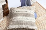 Emily boho Artisanal Handloom Cushion_ woven textured cotton | Pillows by Humanity Centred Designs. Item composed of cotton and fiber in boho or minimalism style
