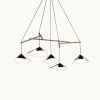 Emily Group of Five Chandelier | Chandeliers by MOSS Objects. Item composed of oak wood and steel in minimalism or mid century modern style